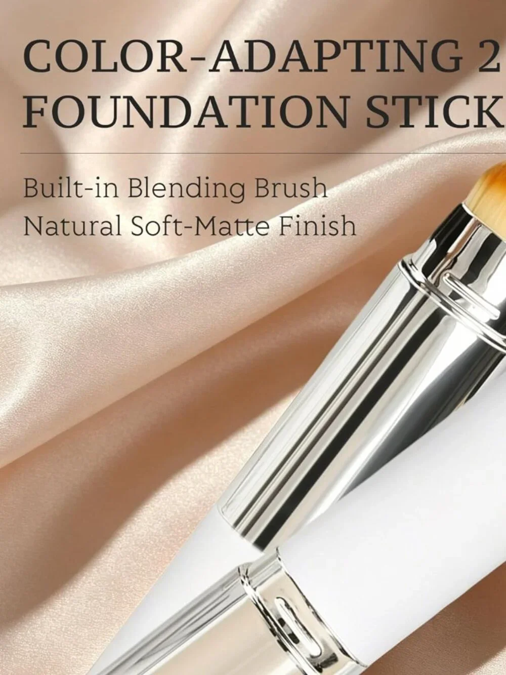 Color-Changing Foundation Stick with Brush, 2-in-1 Makeup & Concealer Dark Skin